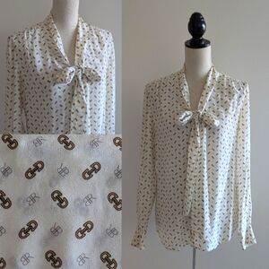 Banana Republic Bow Tie Logo Blouse Sz M